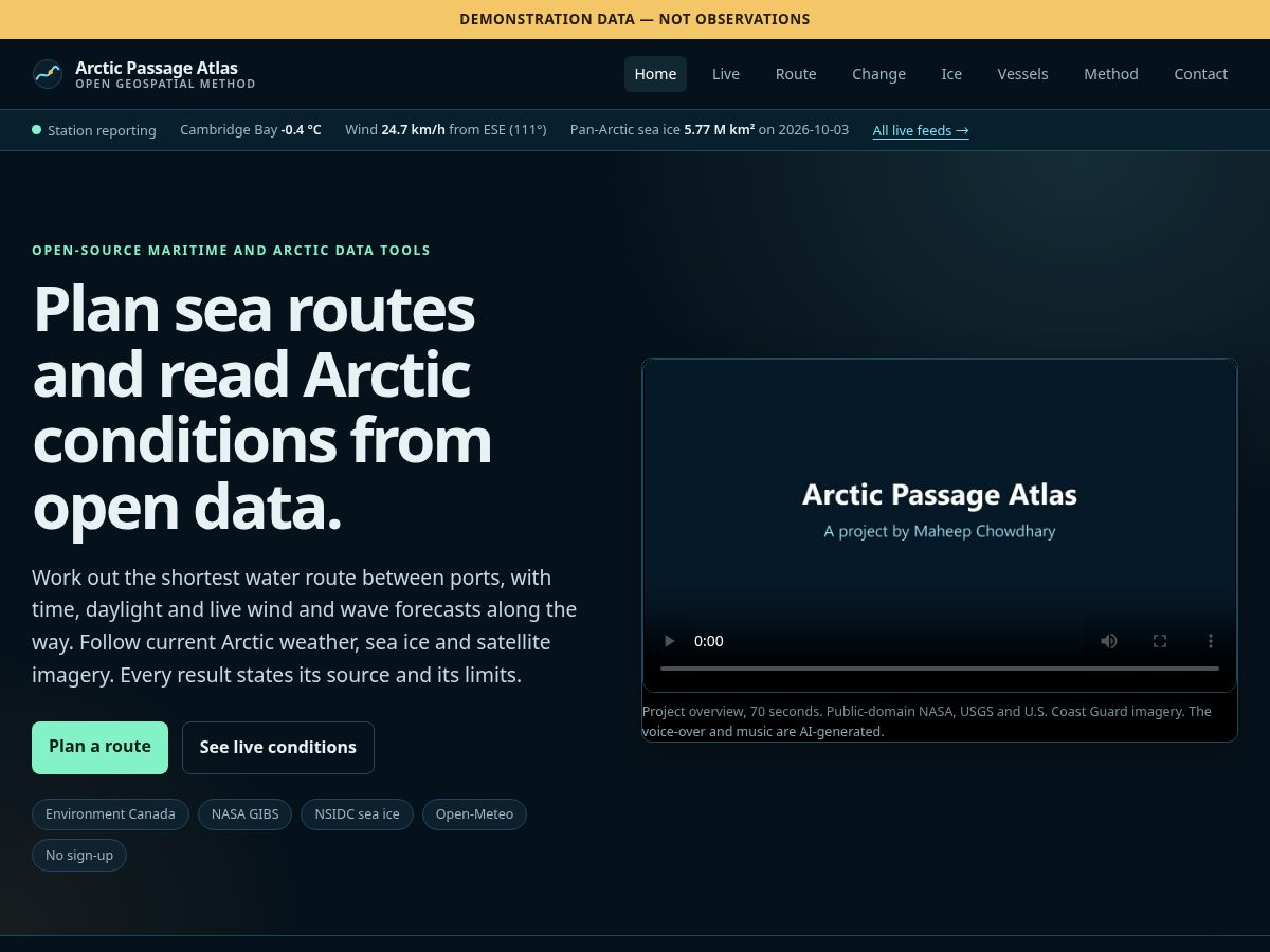 Landing-page snapshot of arcticpassageatlas.com