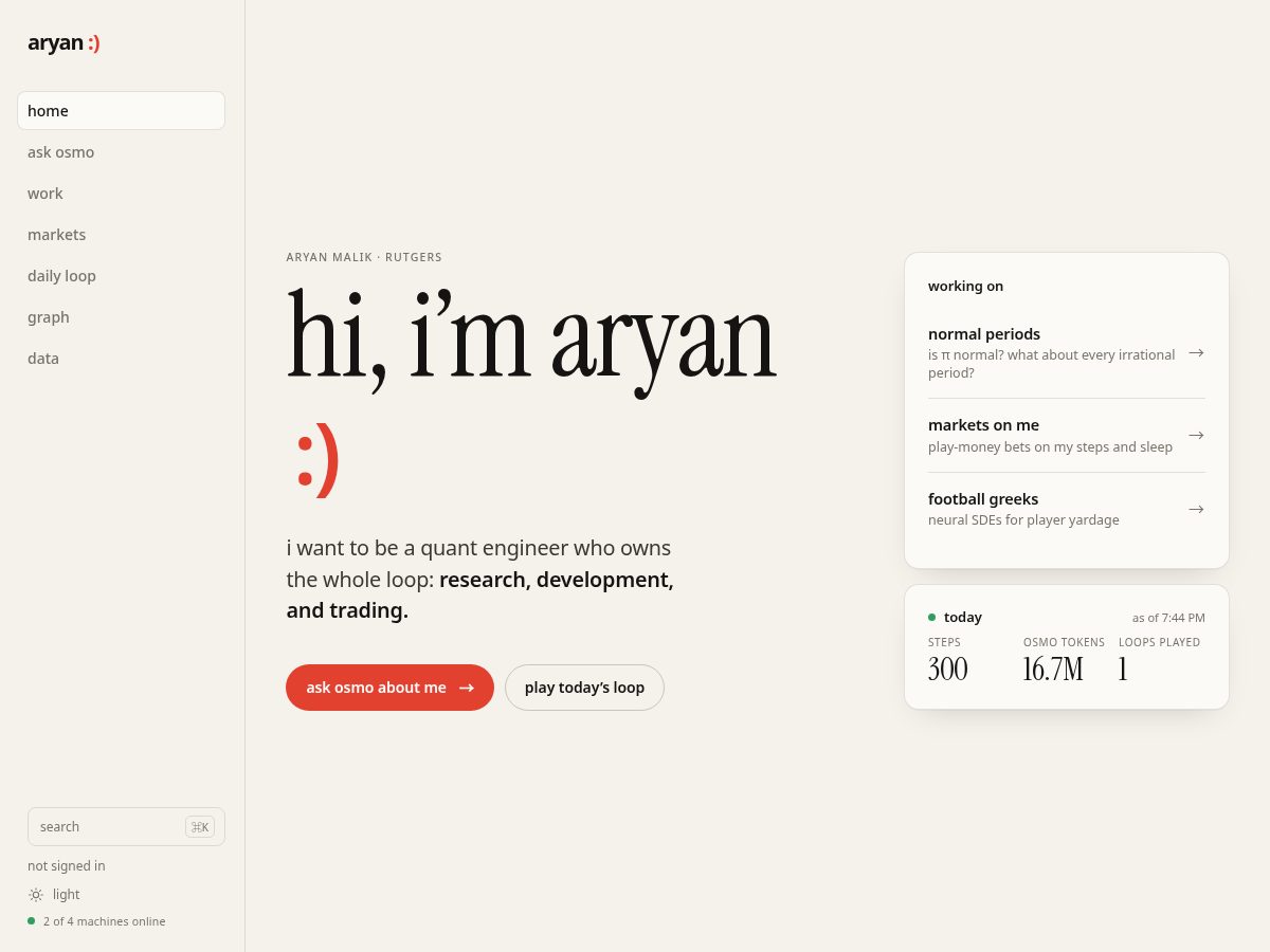 Landing-page snapshot of aryanmalik.com