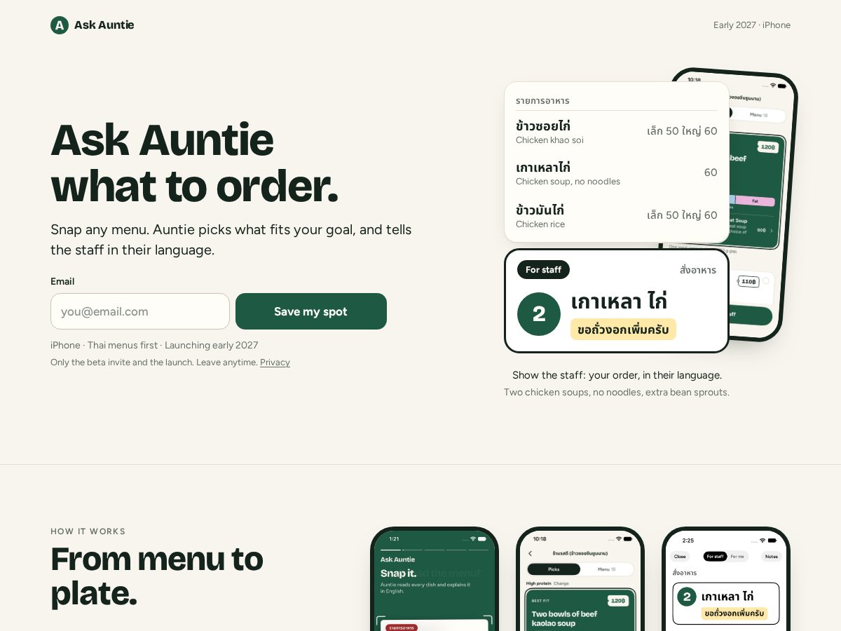 Landing-page snapshot of askauntie.app