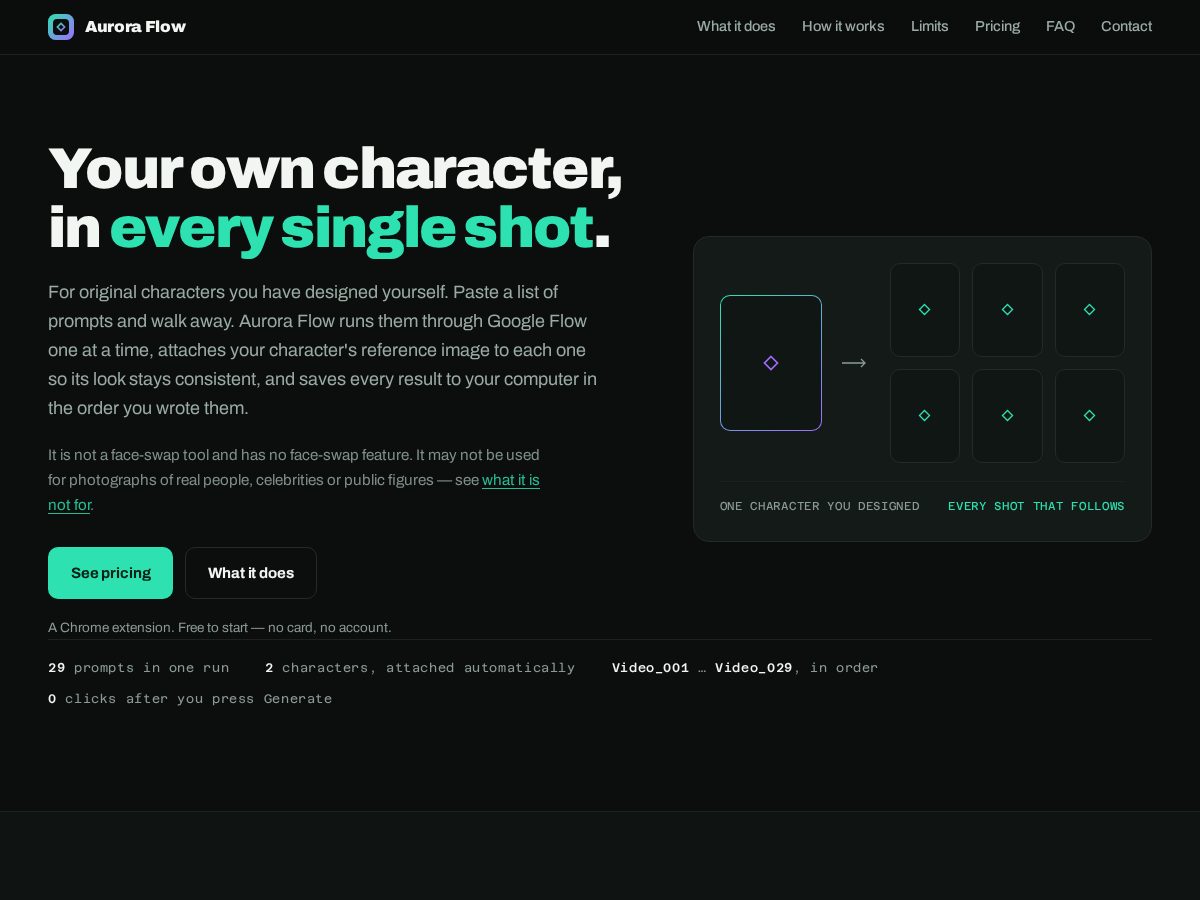 Landing-page snapshot of auroraflowapp.xyz