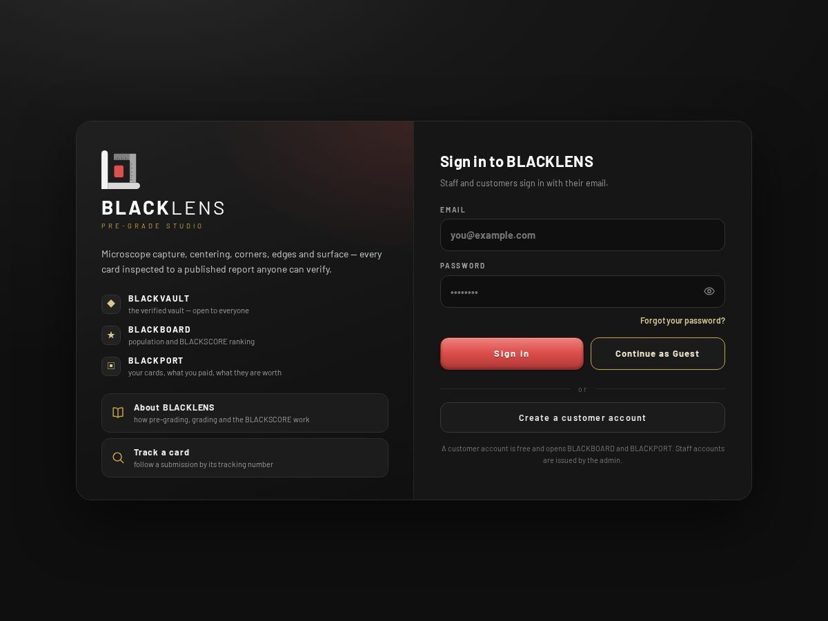 Landing-page snapshot of blacklens.app