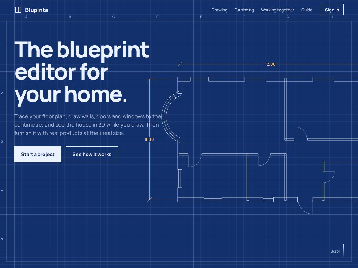 Landing-page snapshot of blupinta.app