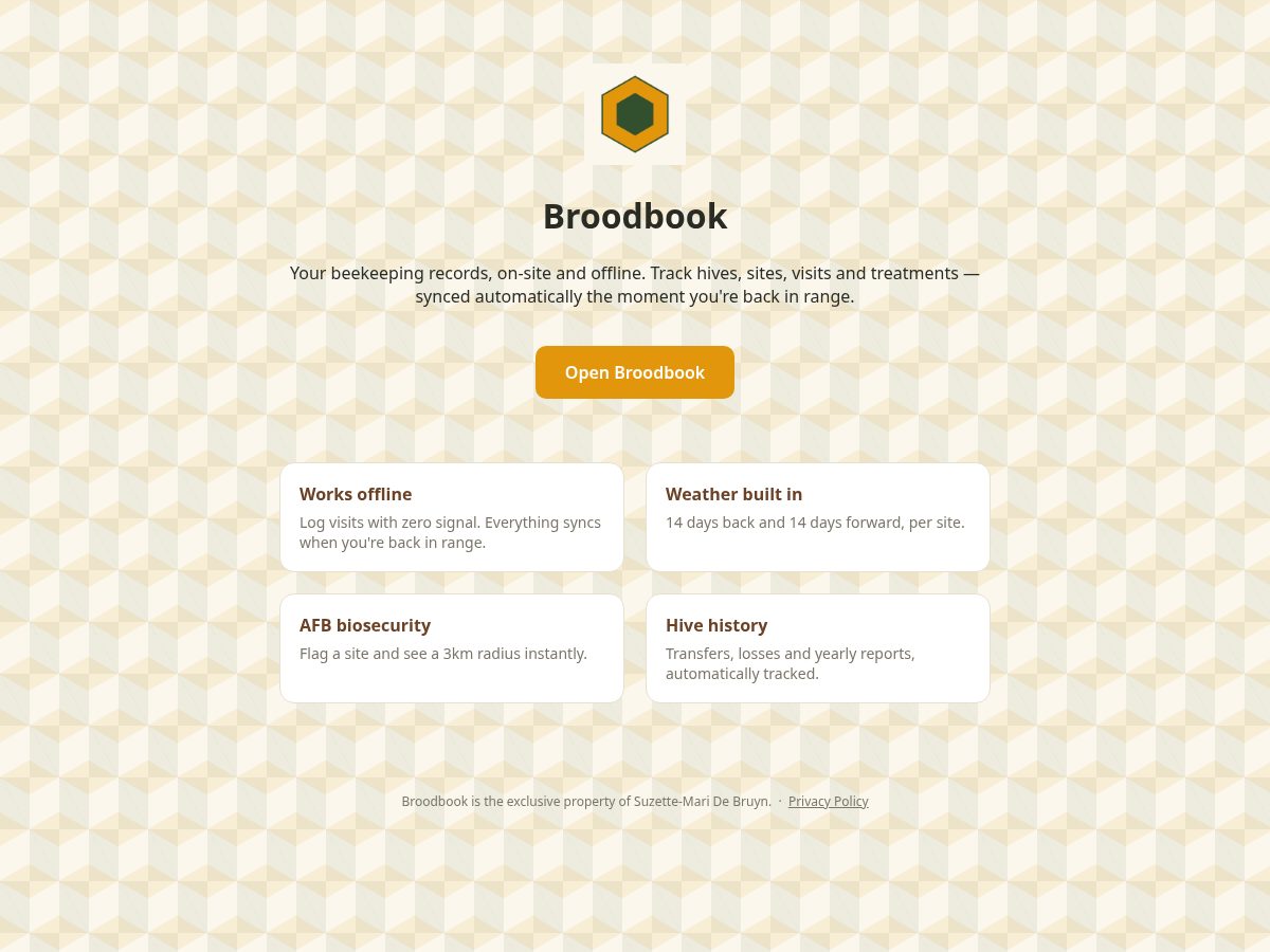 Landing-page snapshot of broodbook.net
