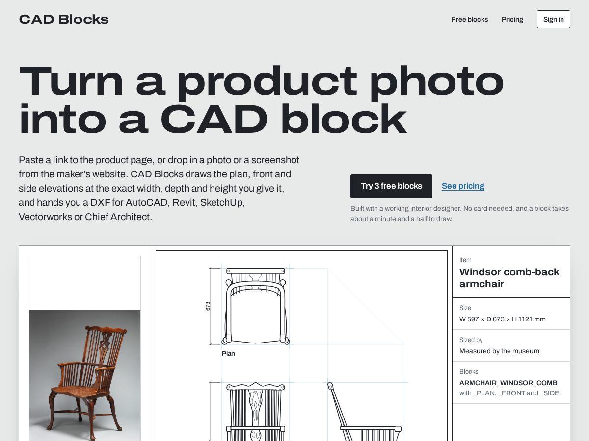 Landing-page snapshot of cadblocks.app