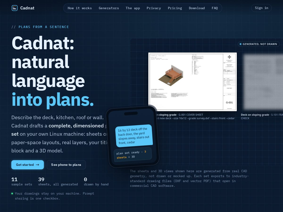 Landing-page snapshot of cadnat.com