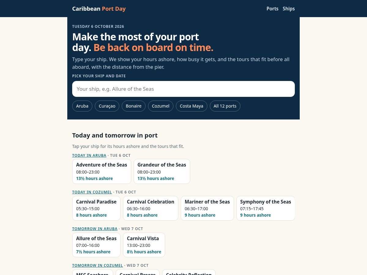 Landing-page snapshot of caribbeanportday.com