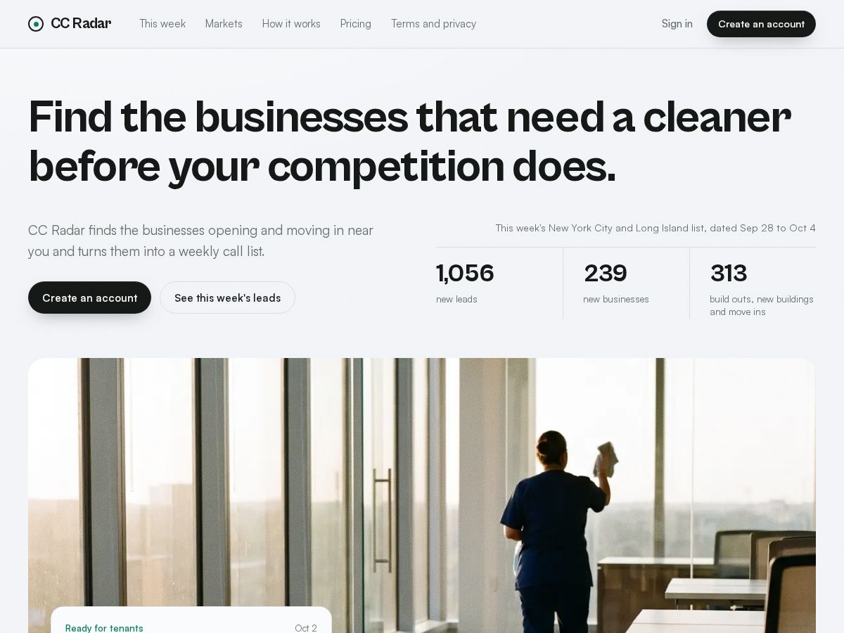 Landing-page snapshot of ccradar.app