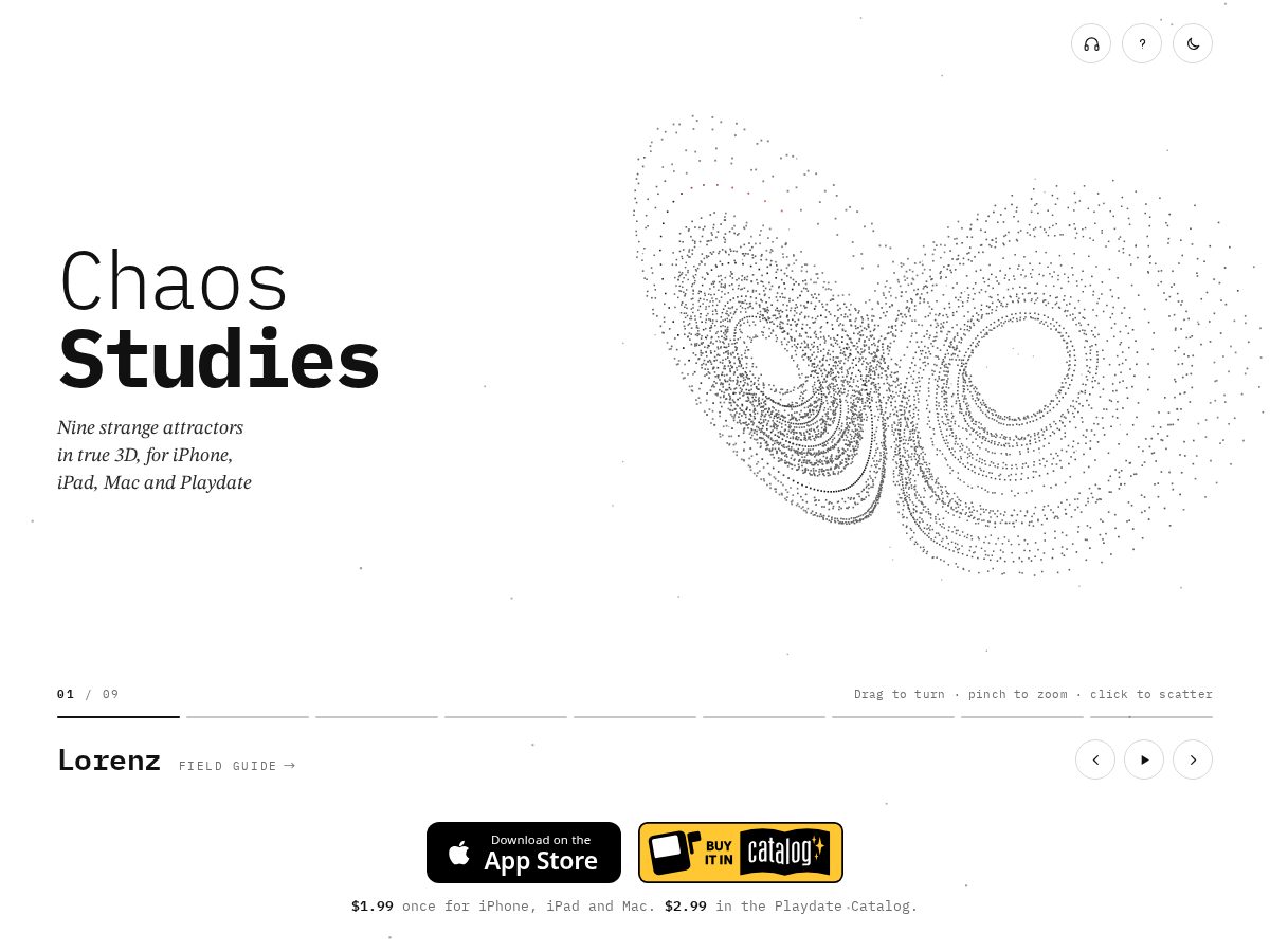 Landing-page snapshot of chaosstudies.app