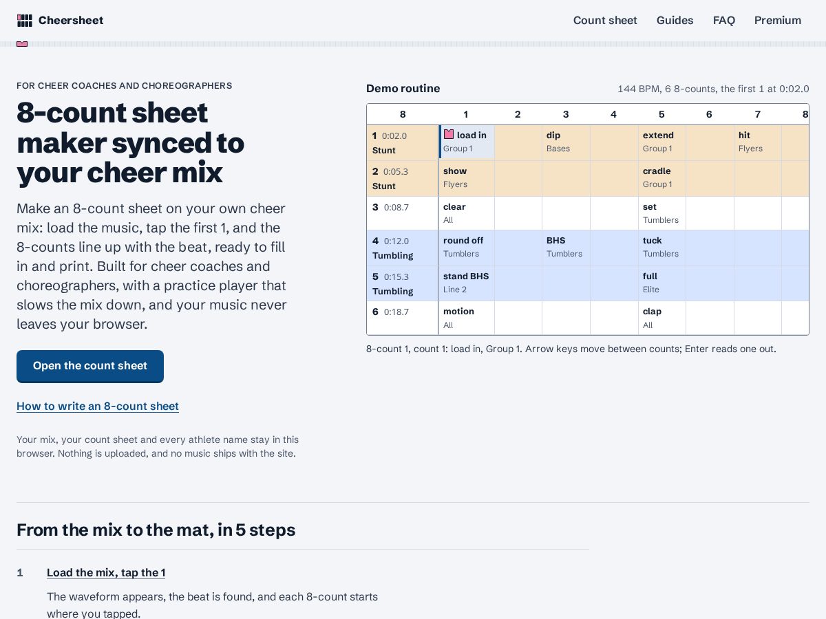 Landing-page snapshot of cheersheet.app