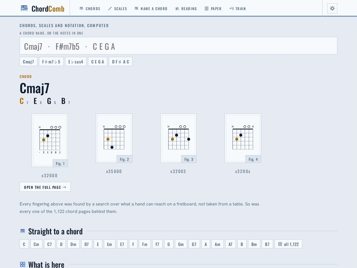 Landing-page snapshot of chordcomb.com