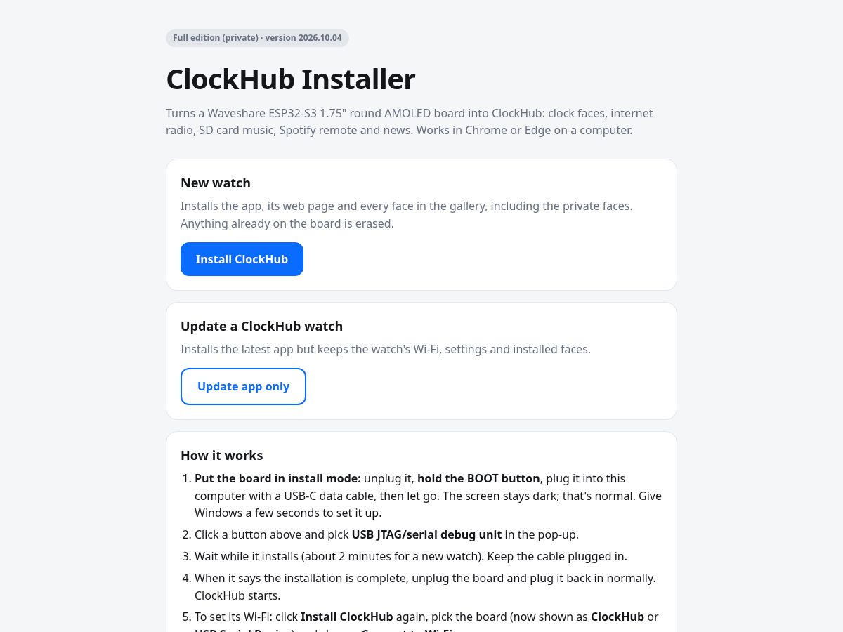 Landing-page snapshot of clockhub.shop