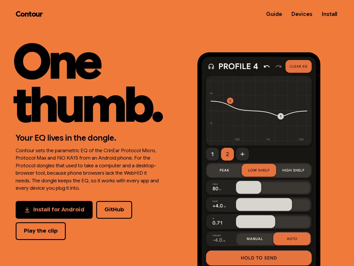 Landing-page snapshot of contoureq.app