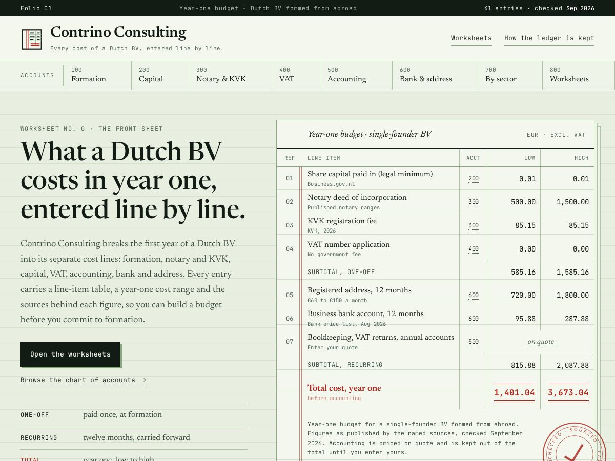 Landing-page snapshot of contrinoconsultingltd.com