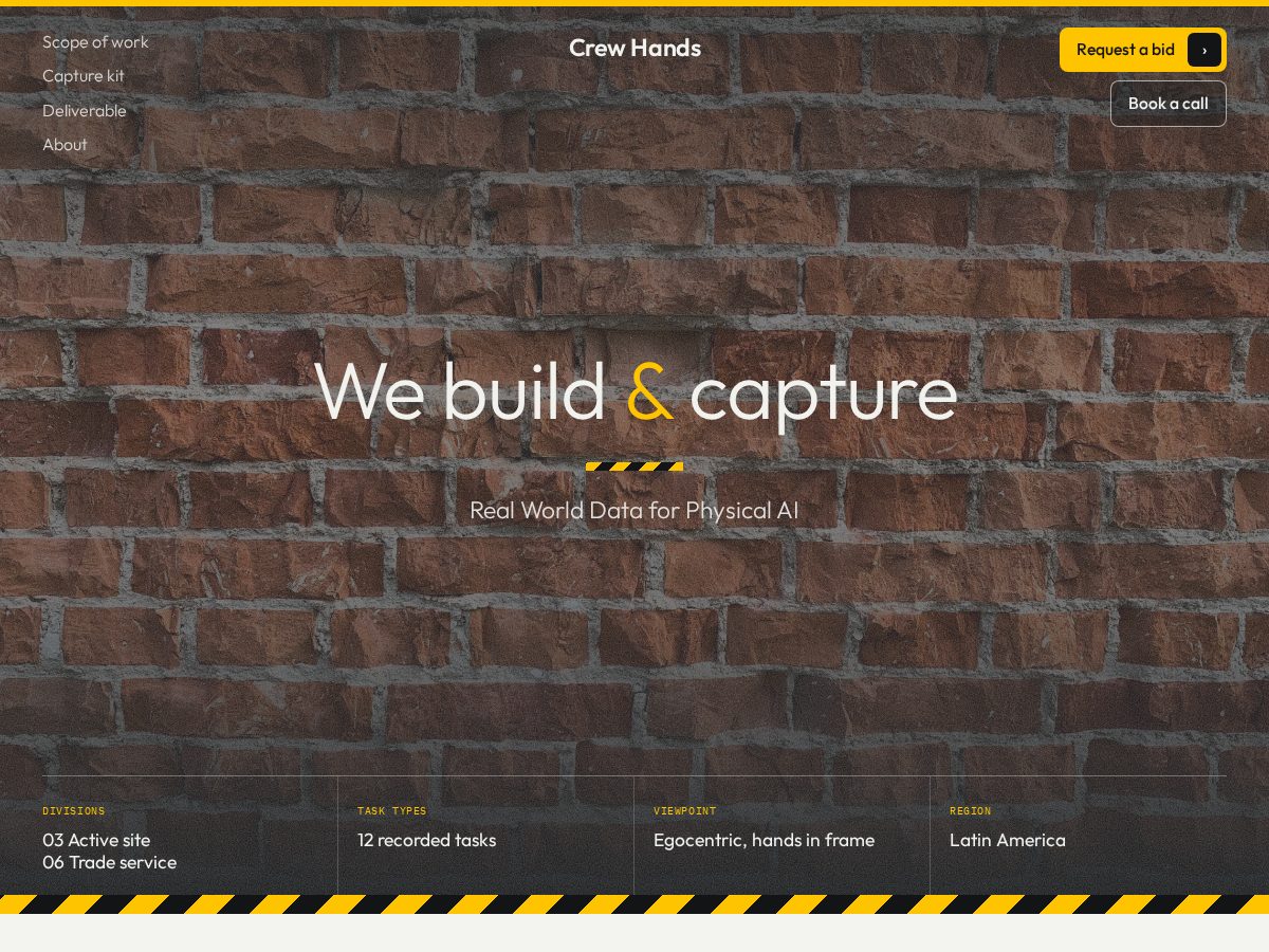 Landing-page snapshot of crewhandsdata.com
