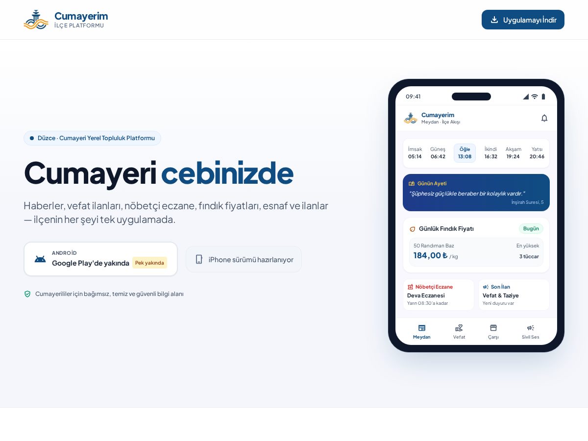 Landing-page snapshot of cumayerim.com