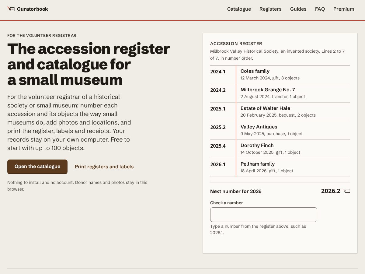 Landing-page snapshot of curatorbook.app