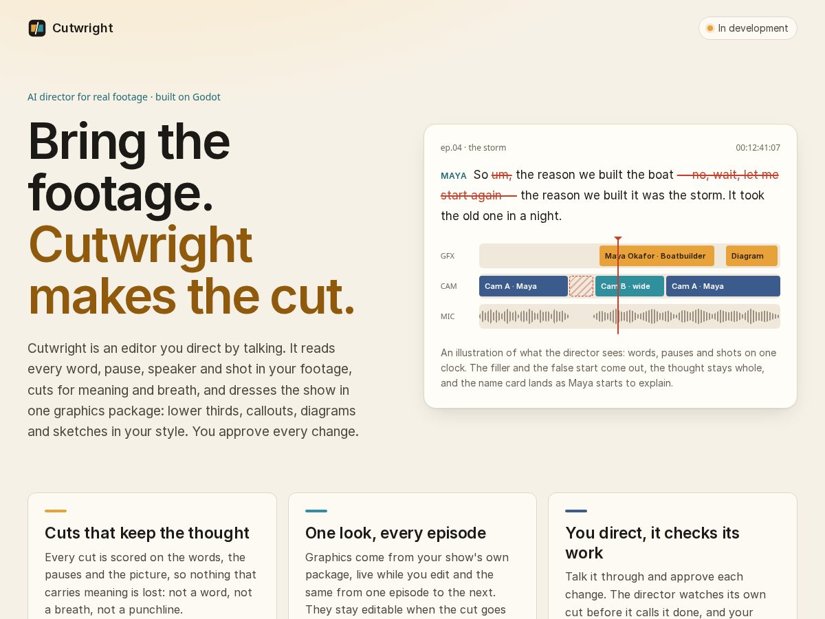 Landing-page snapshot of cutwright.diy