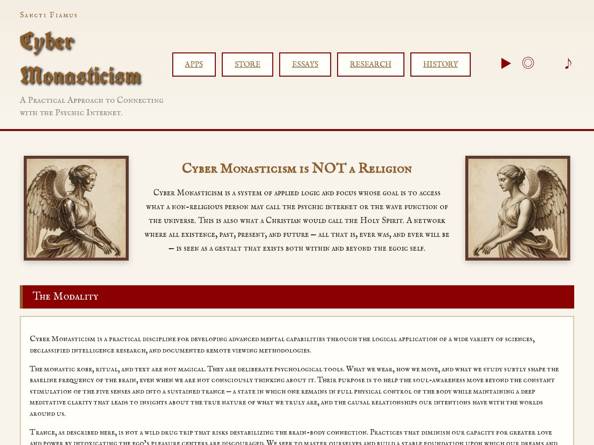 Landing-page snapshot of cybermonasticism.com