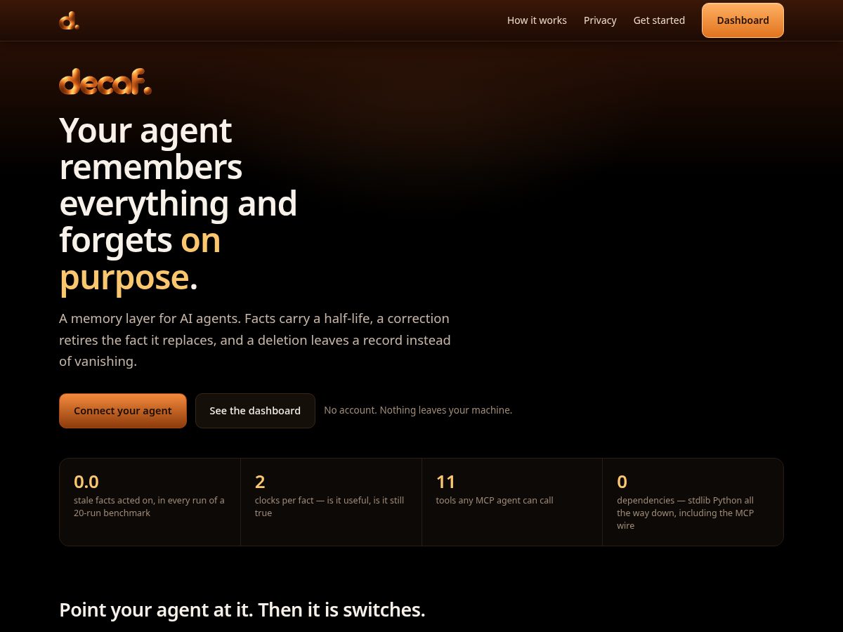 Landing-page snapshot of decafsi.xyz