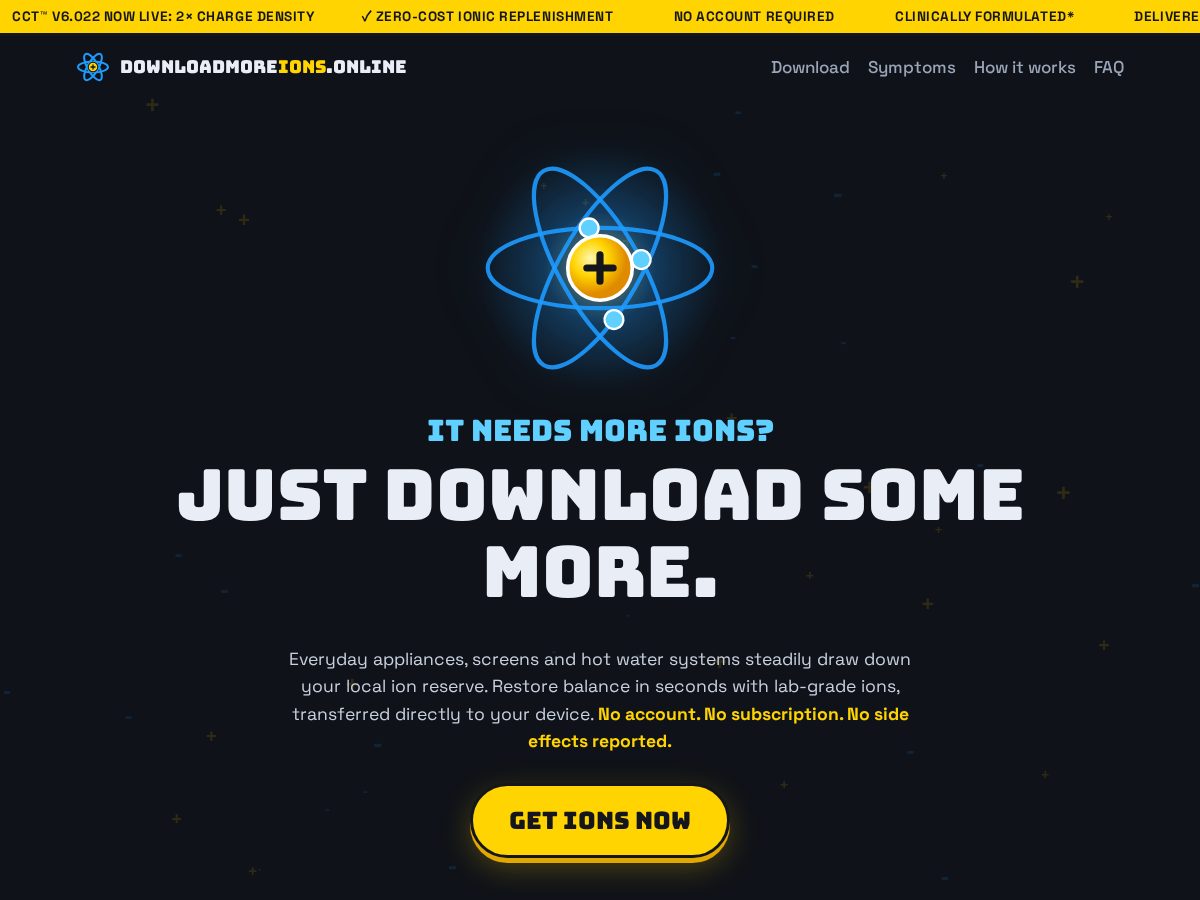 Landing-page snapshot of downloadmoreions.online