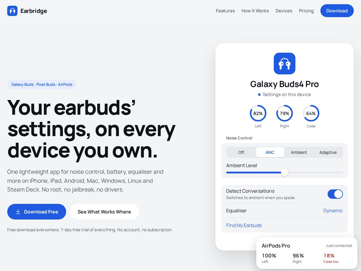 Landing-page snapshot of earbridge.app