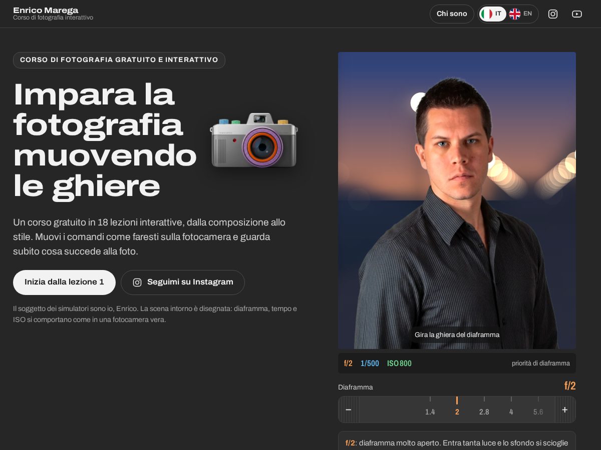 Landing-page snapshot of enricomarega.com