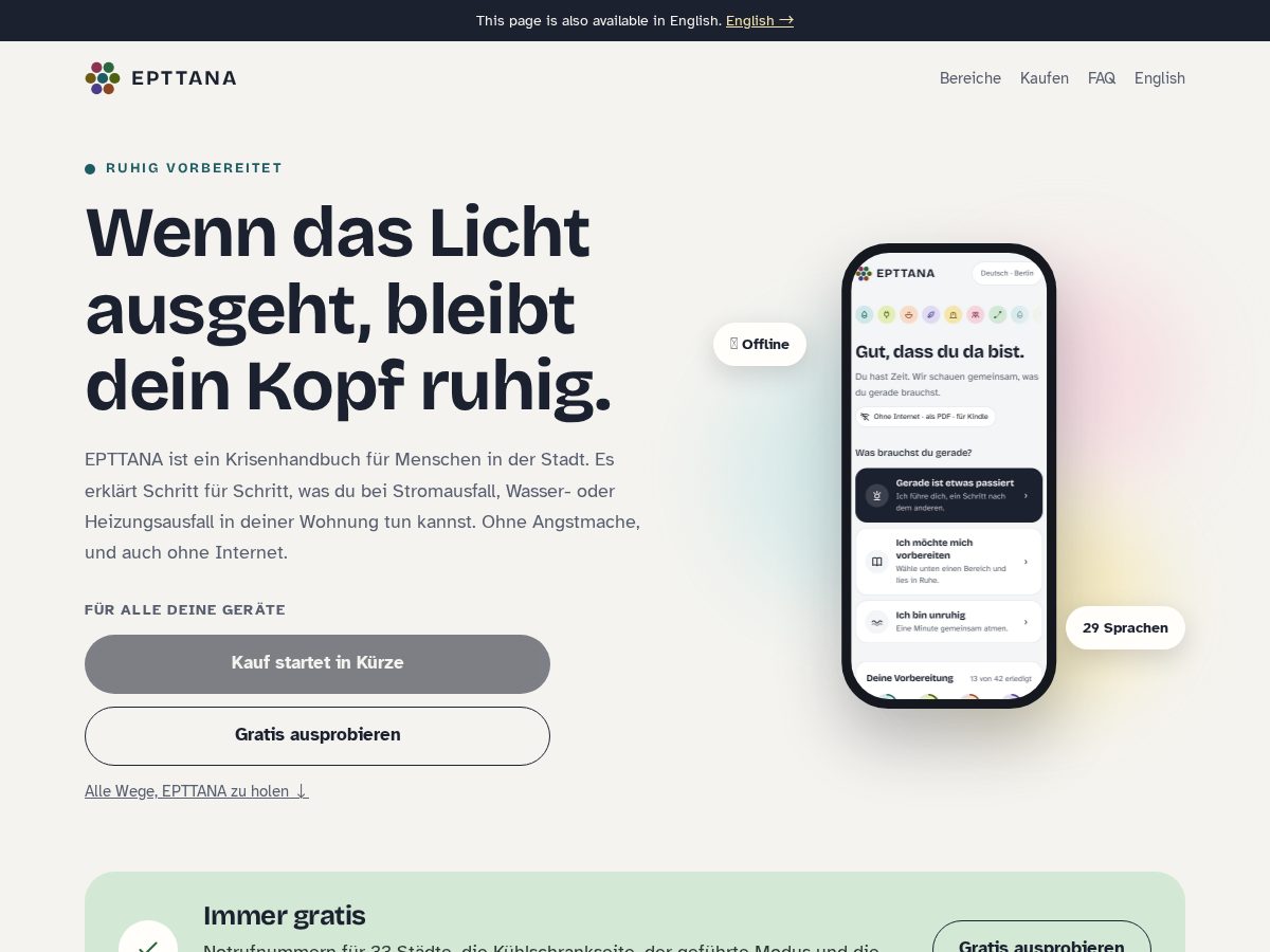 Landing-page snapshot of epttana.info