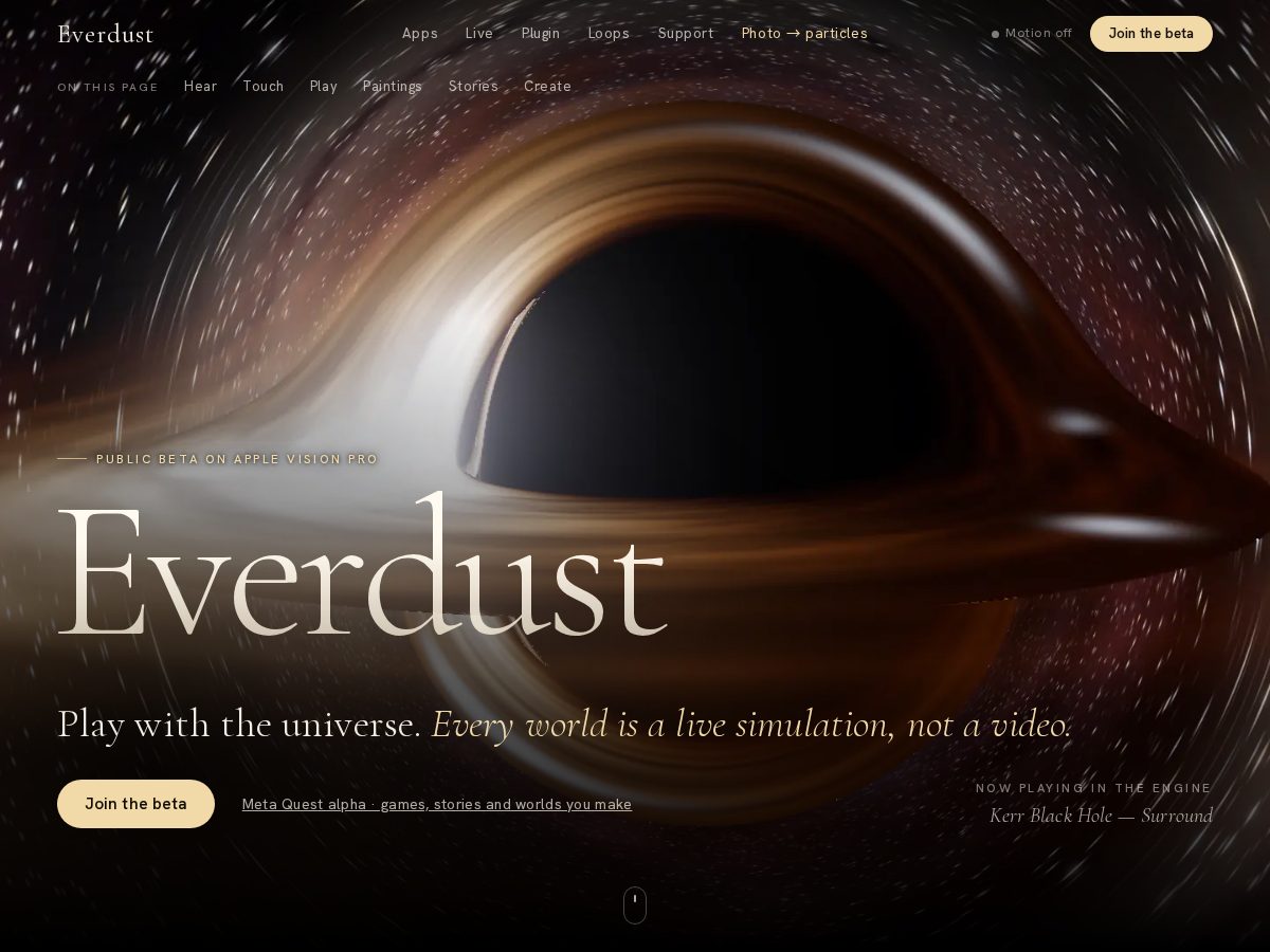 Landing-page snapshot of everdust.app