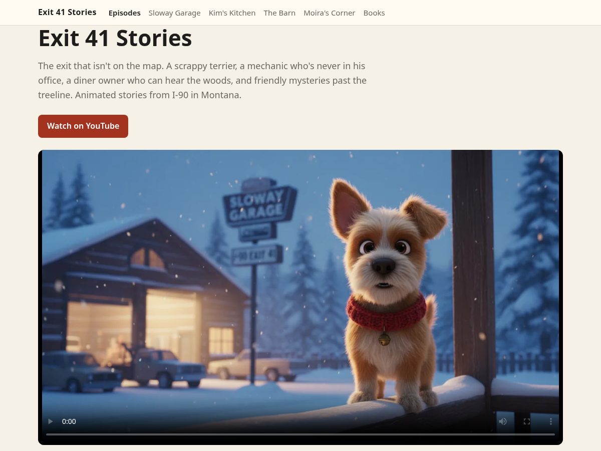 Landing-page snapshot of exit41stories.com