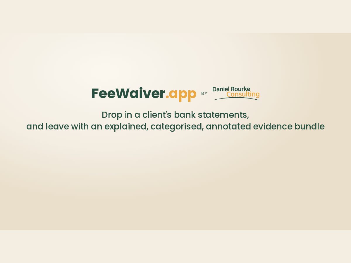 Landing-page snapshot of feewaiver.app