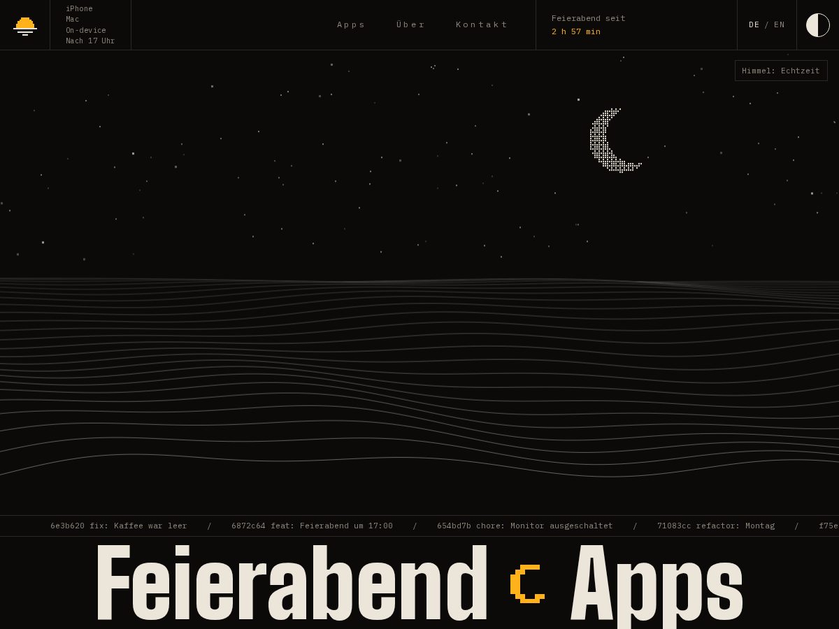 Landing-page snapshot of feierabendapps.app