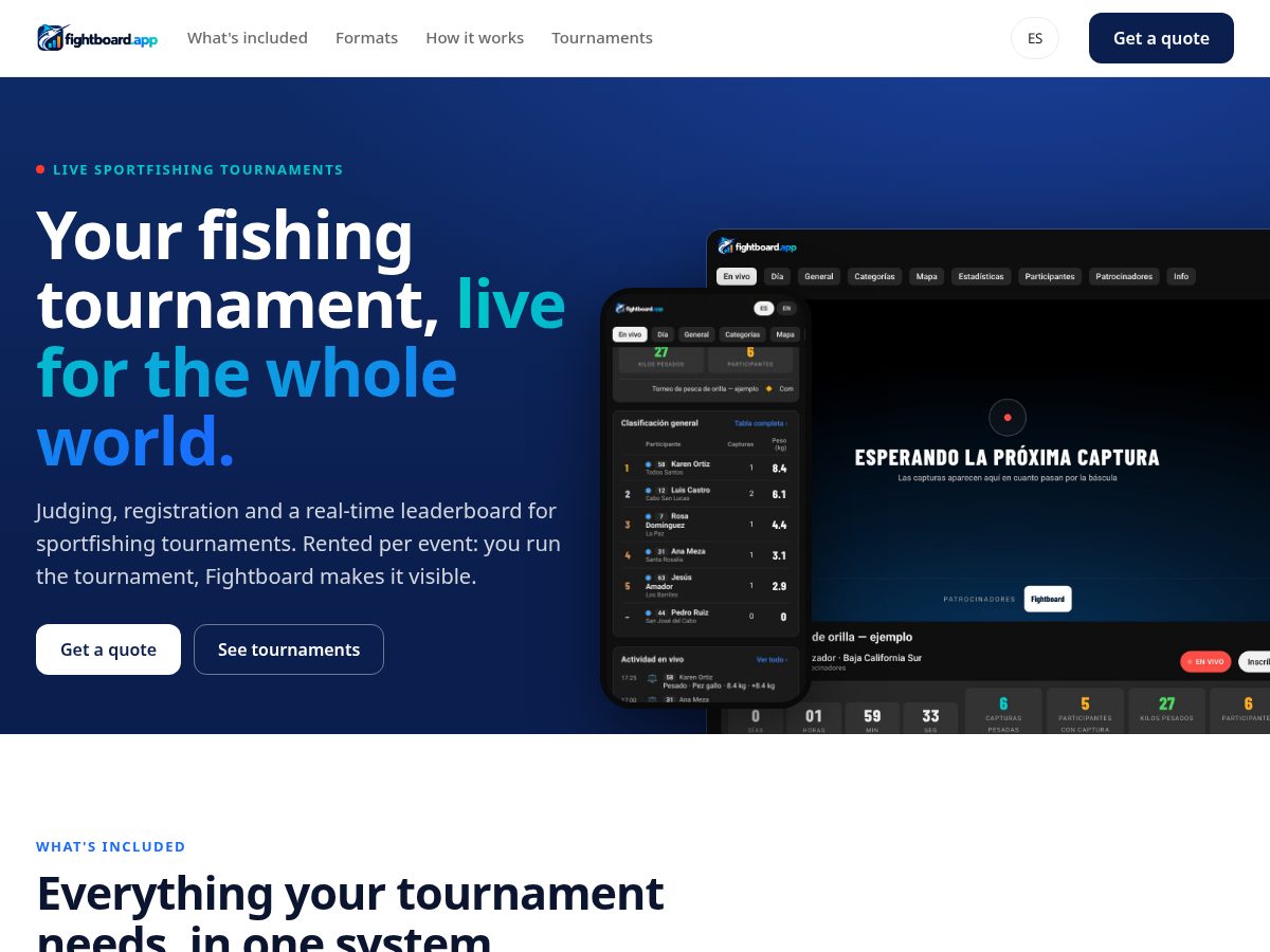 Landing-page snapshot of fightboard.app