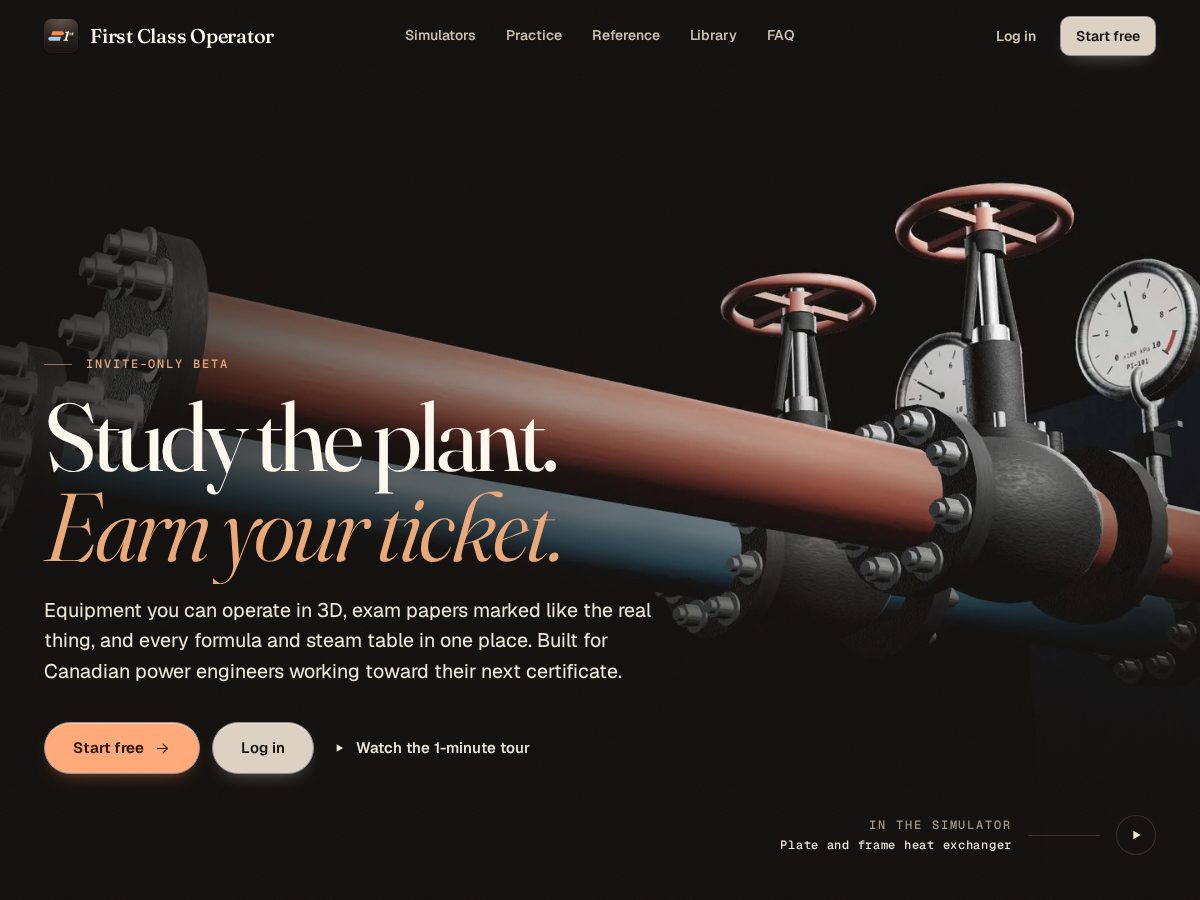 Landing-page snapshot of firstclassoperator.com