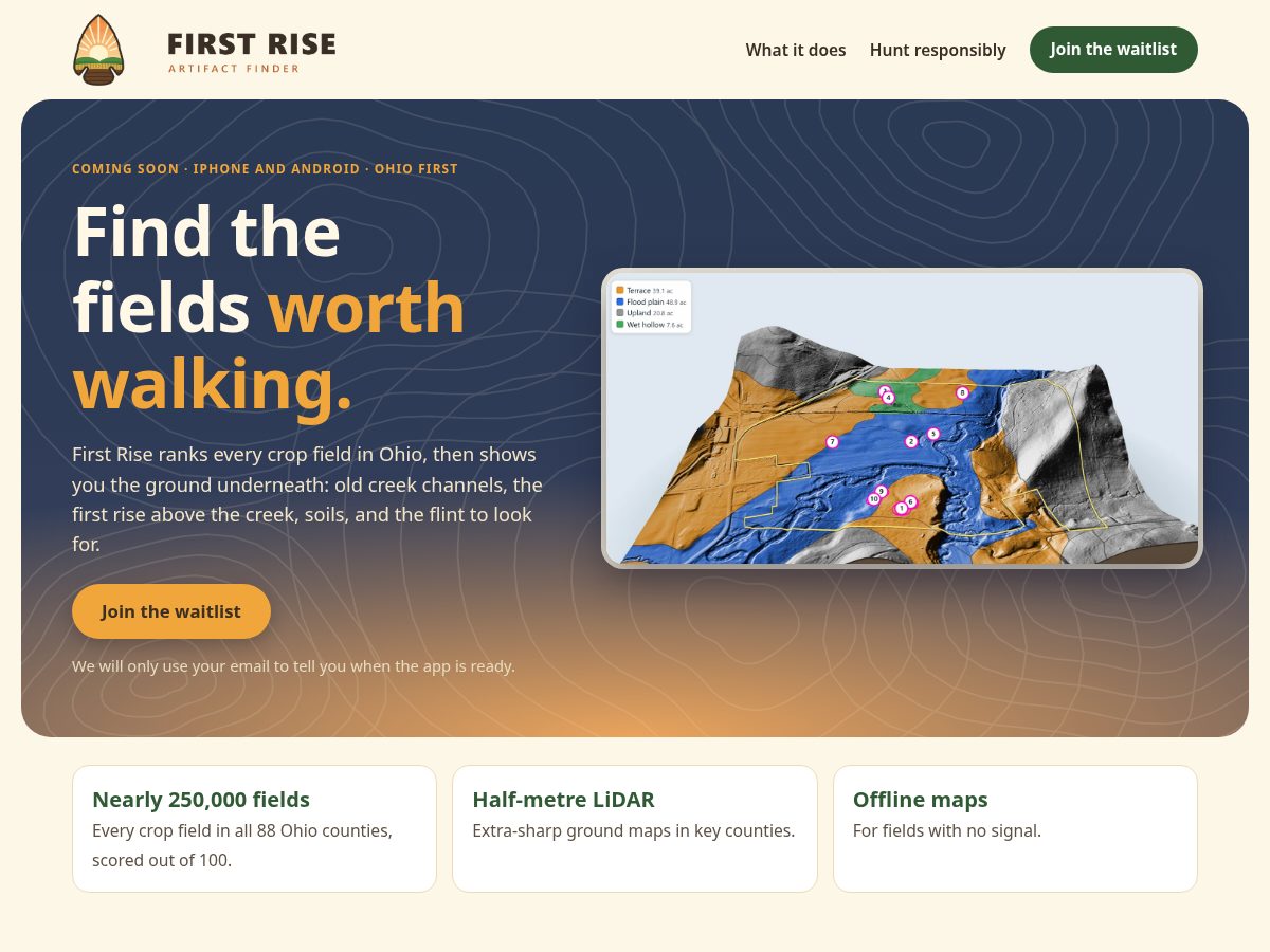 Landing-page snapshot of firstrise.app