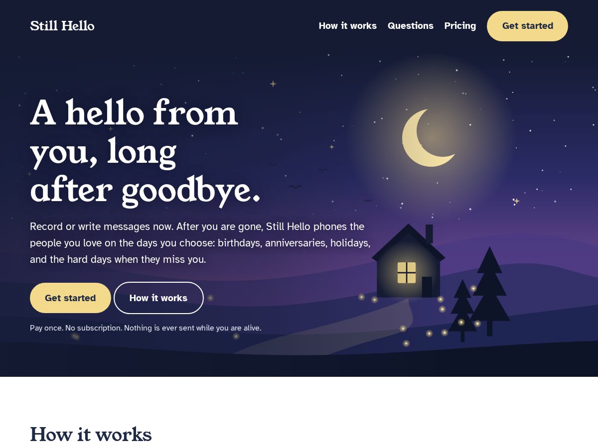 Landing-page snapshot of foreverhello.com
