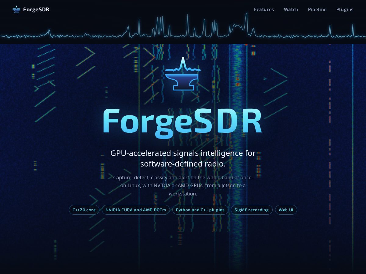 Landing-page snapshot of forgesdr.com