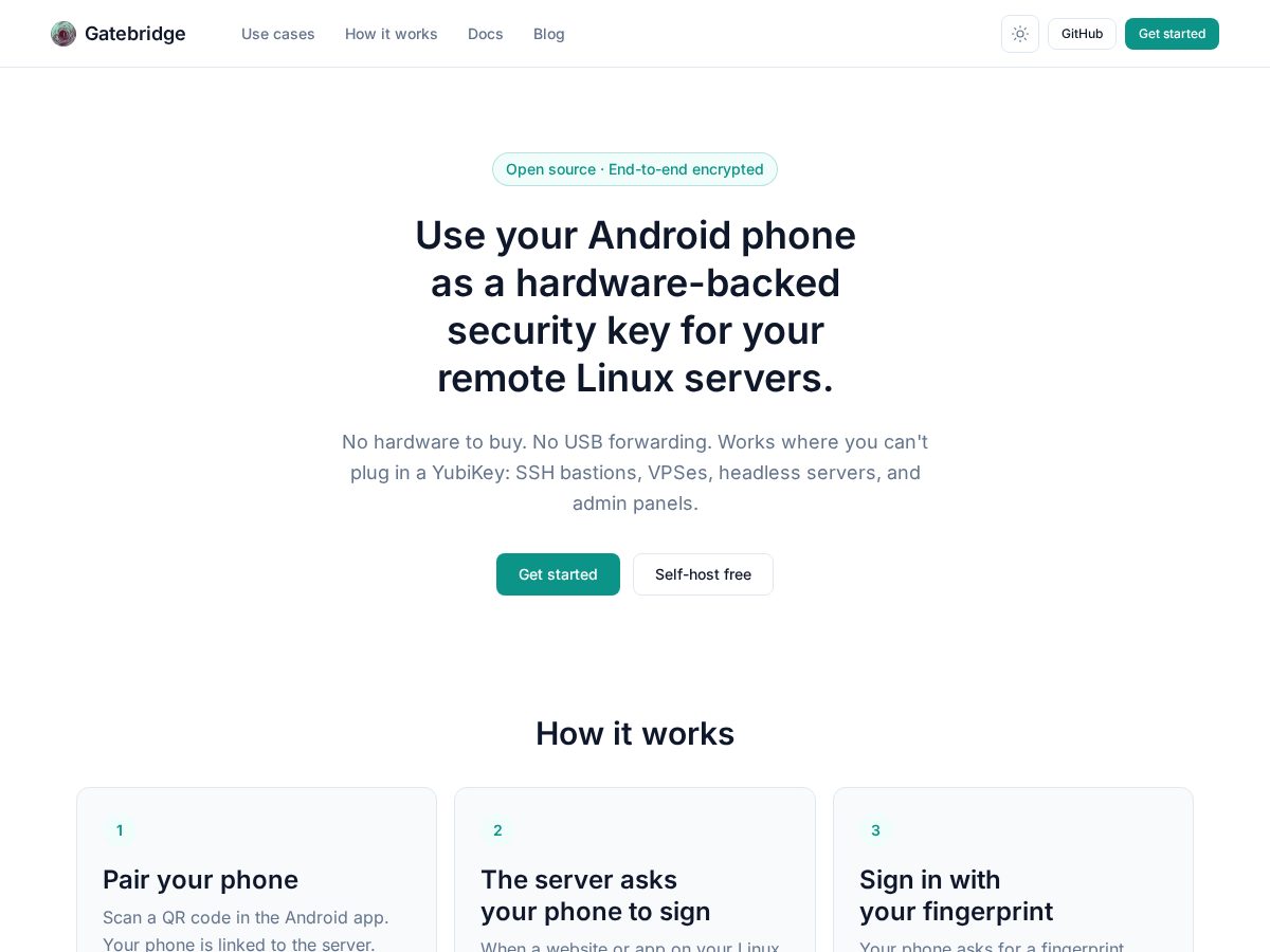 Landing-page snapshot of gatebridge.app