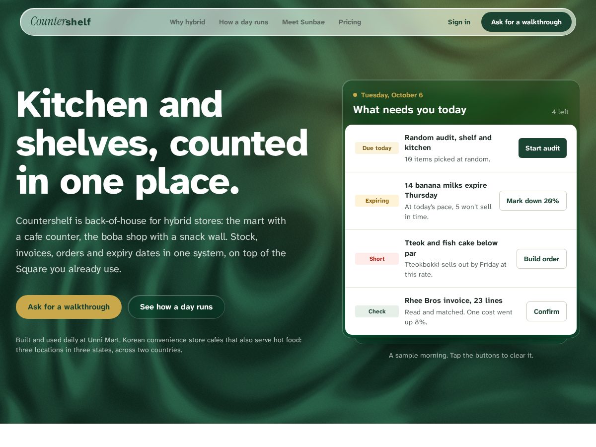 Landing-page snapshot of getcountershelf.com