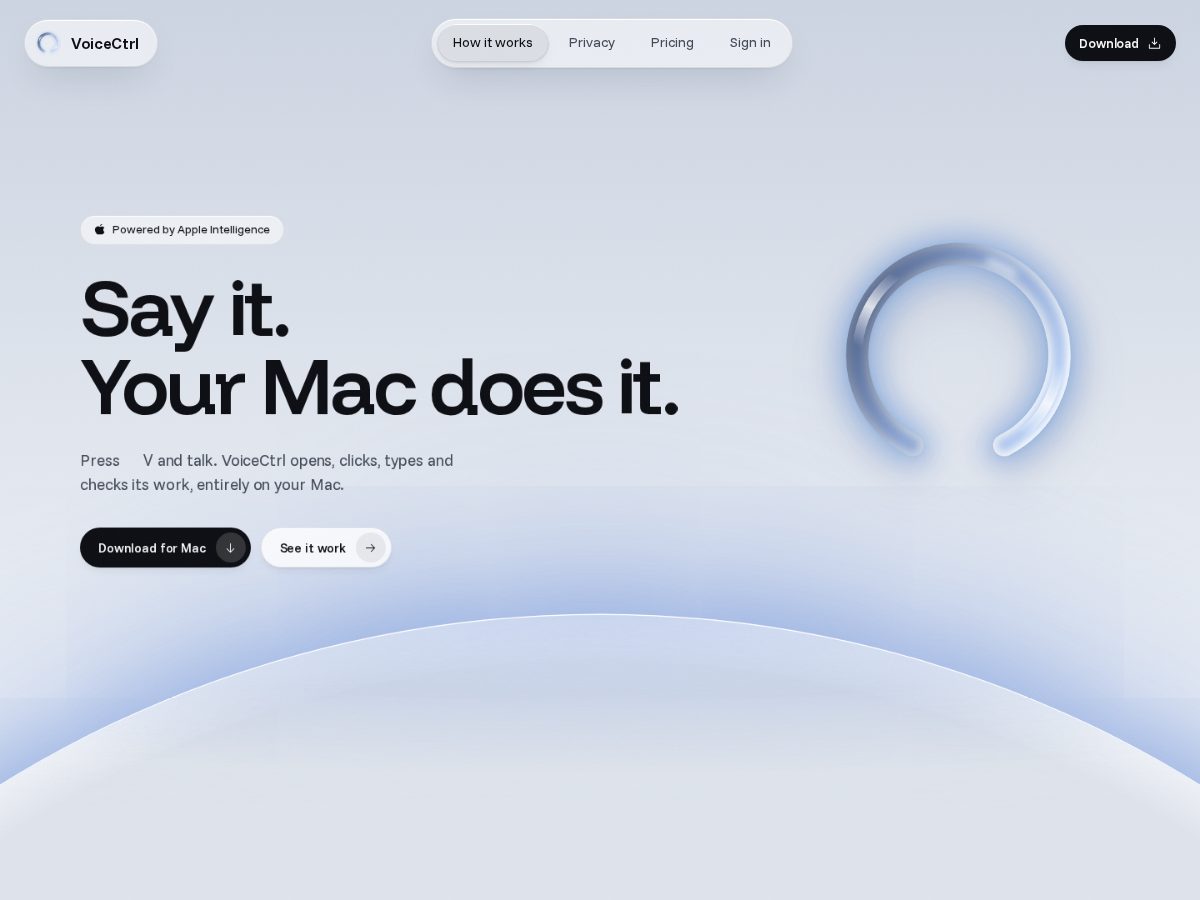 Landing-page snapshot of getvoicectrl.com