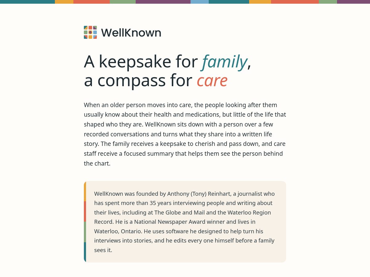 Landing-page snapshot of getwellknown.org