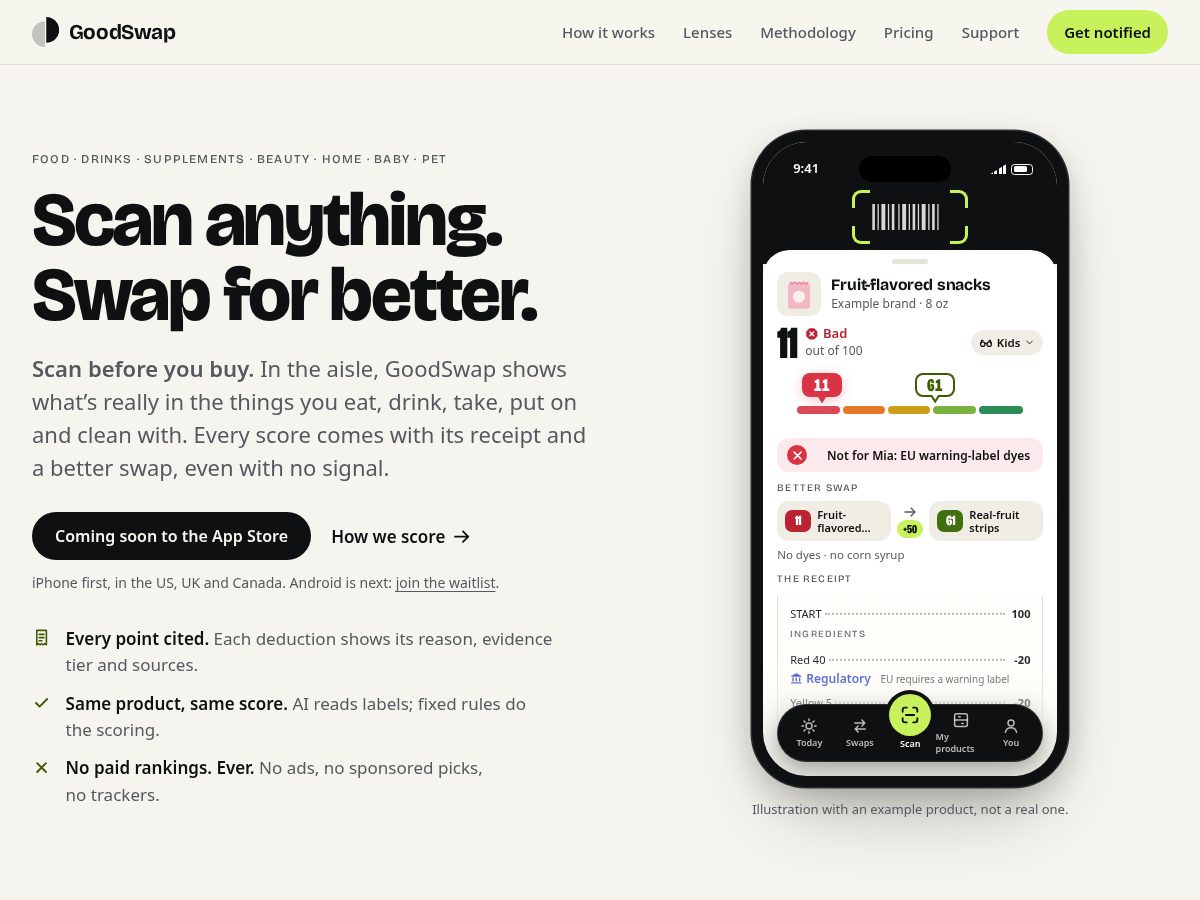 Landing-page snapshot of goodswap.app