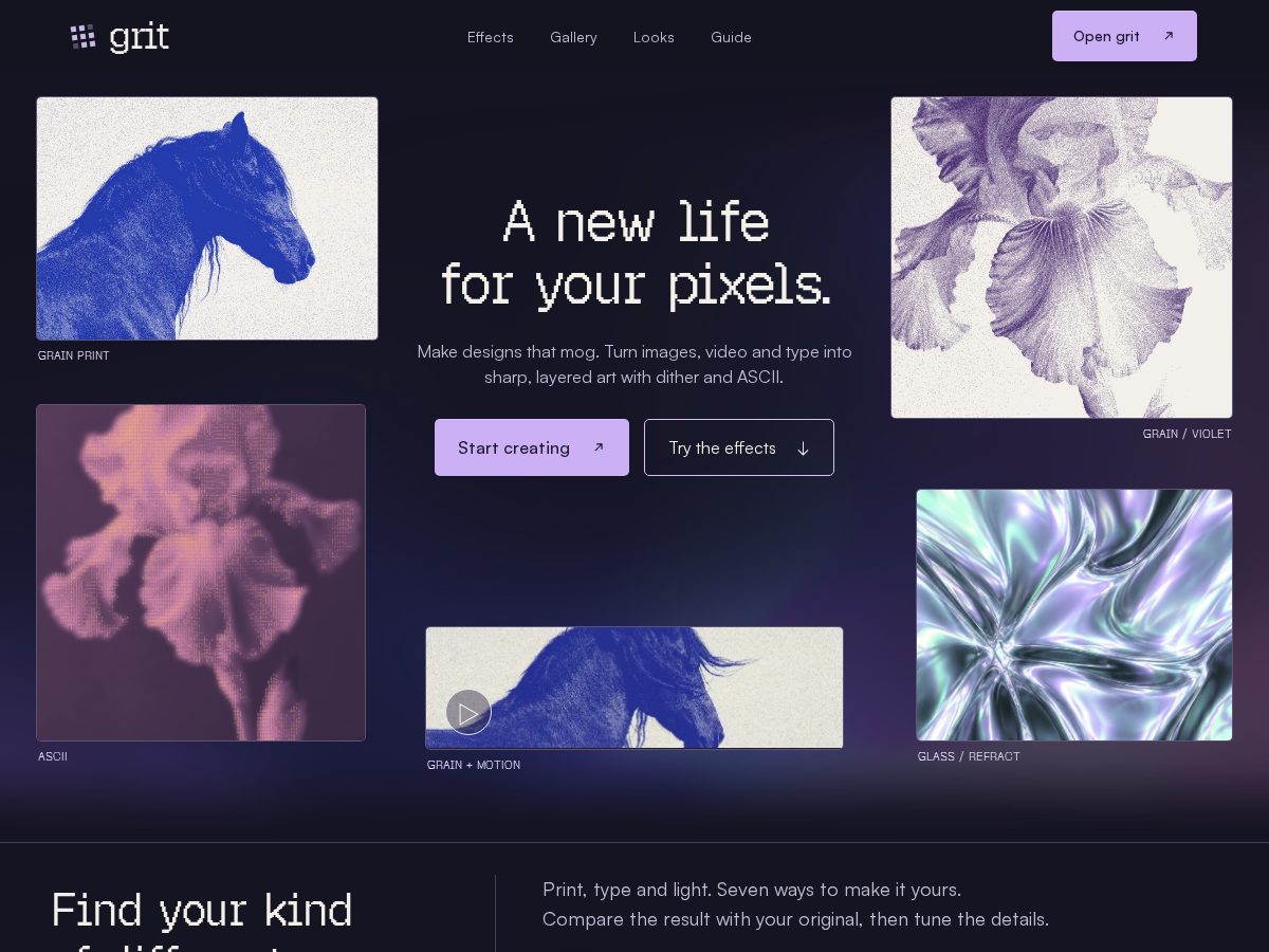Landing-page snapshot of grit.blue