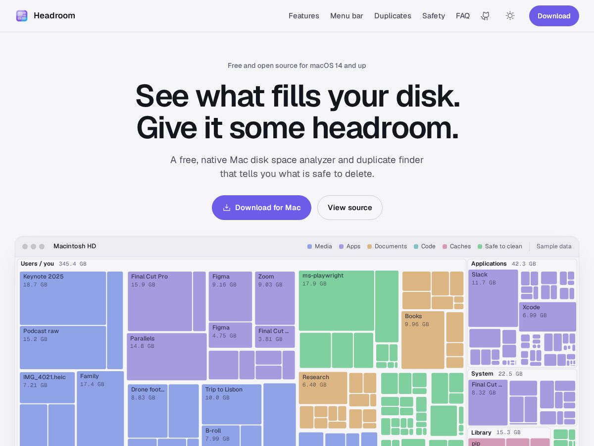Landing-page snapshot of headroom-app.org