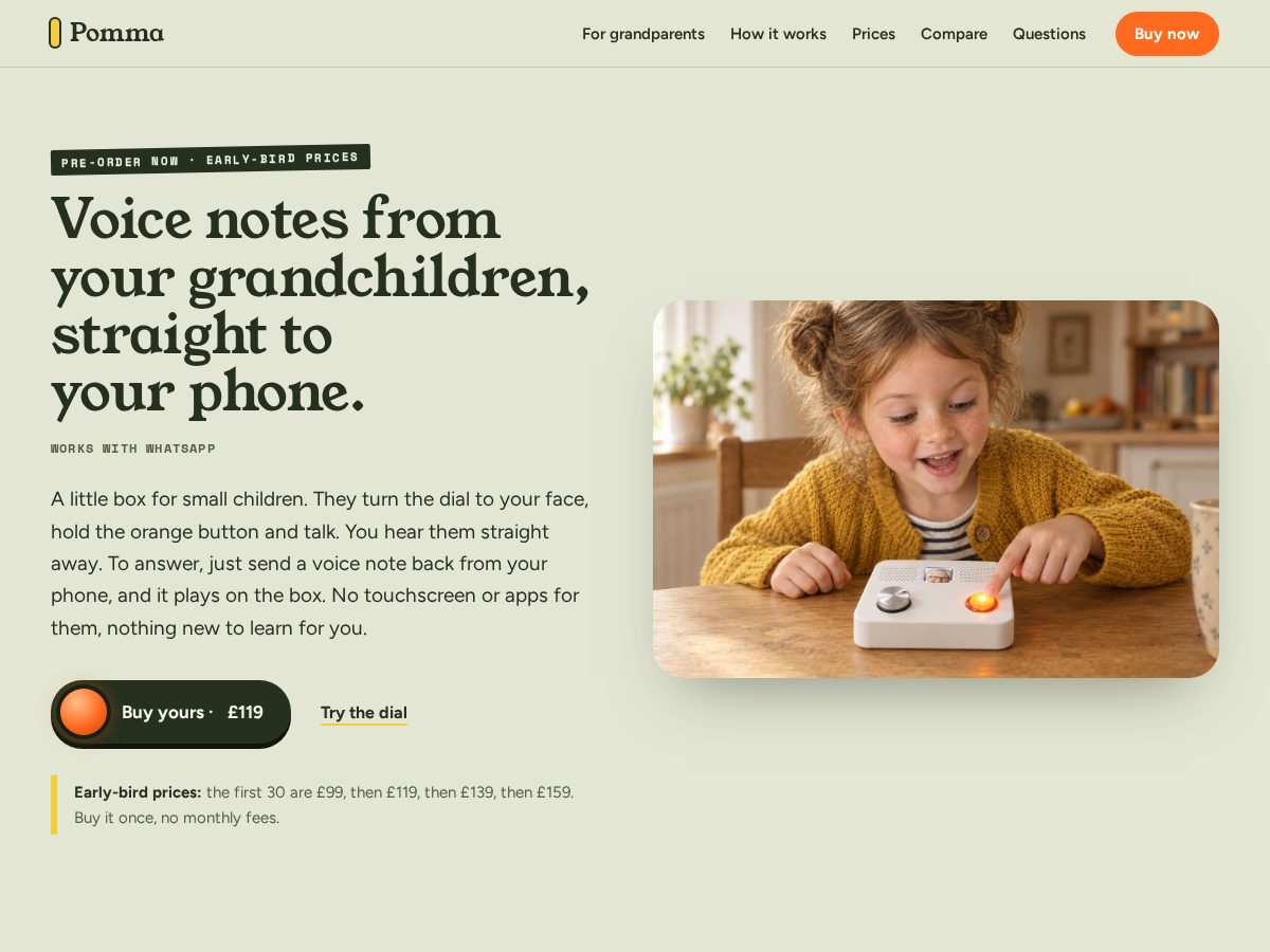 Landing-page snapshot of hellopomma.com