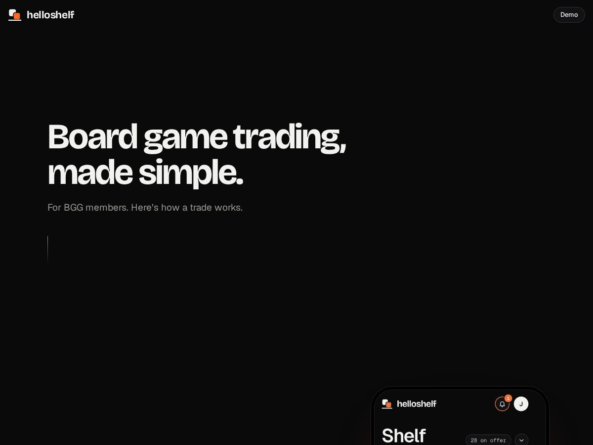 Landing-page snapshot of helloshelf.app