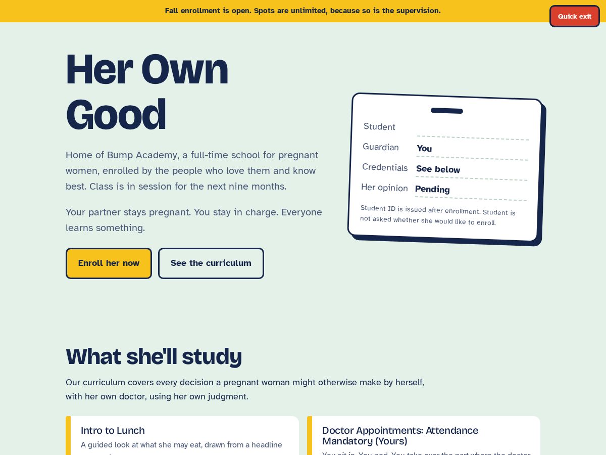 Landing-page snapshot of herowngood.com