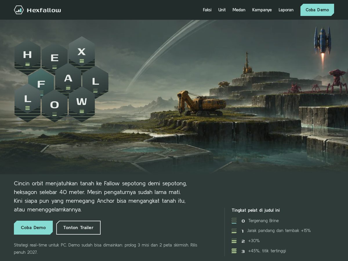 Landing-page snapshot of hexfallow.com