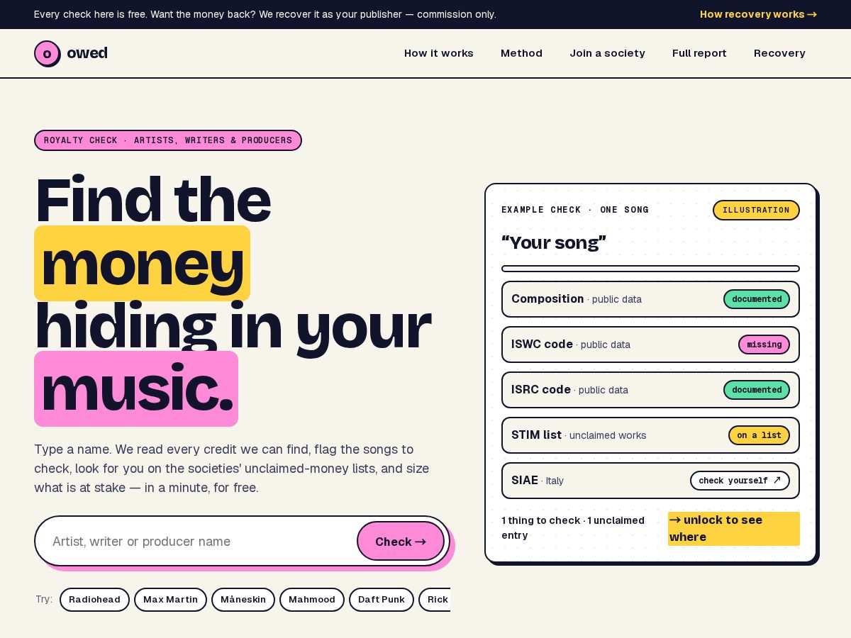 Landing-page snapshot of heyowed.app