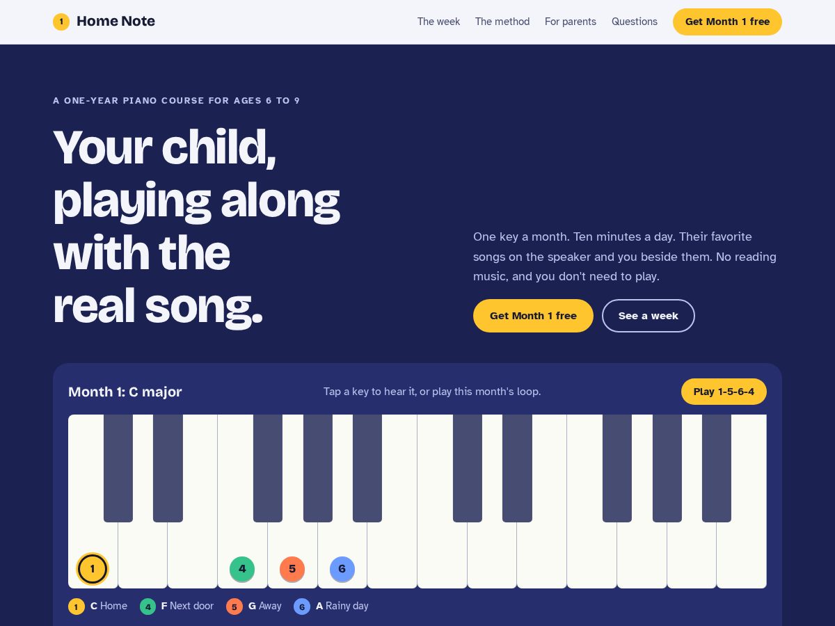 Landing-page snapshot of homenoteprogram.com