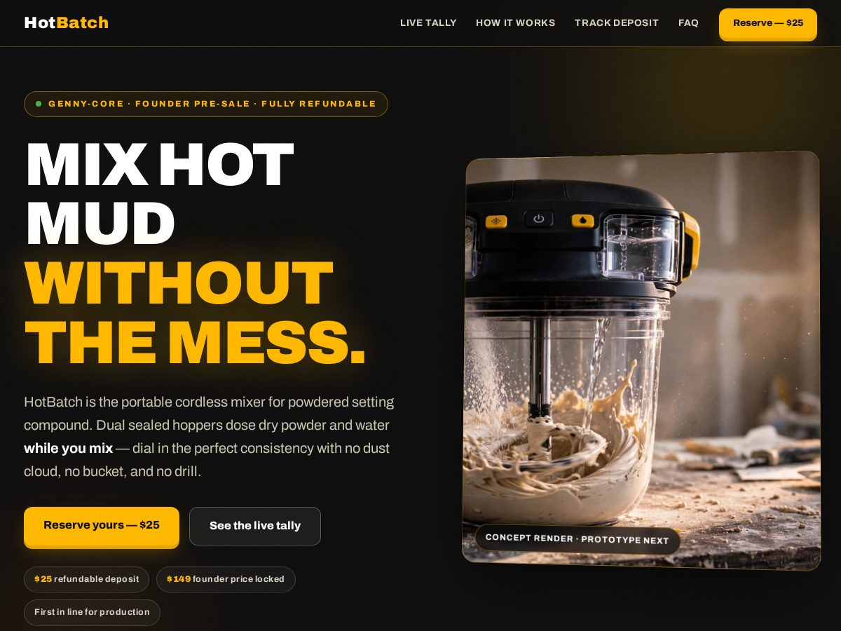 Landing-page snapshot of hotbatchtools.com